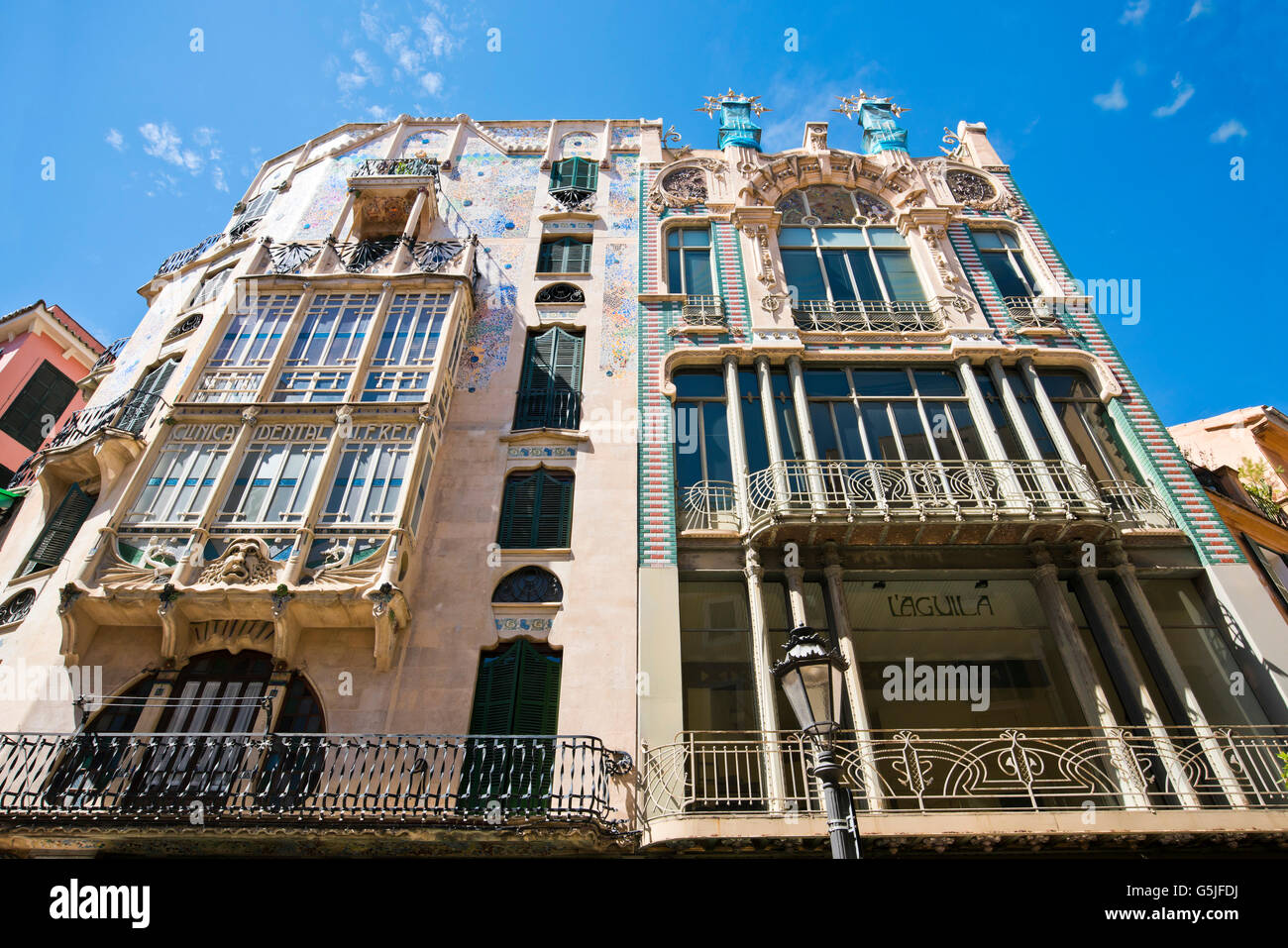 Orizzontale di vista ravvicinata della Casa Forteza Rey a Palma di Maiorca. Foto Stock