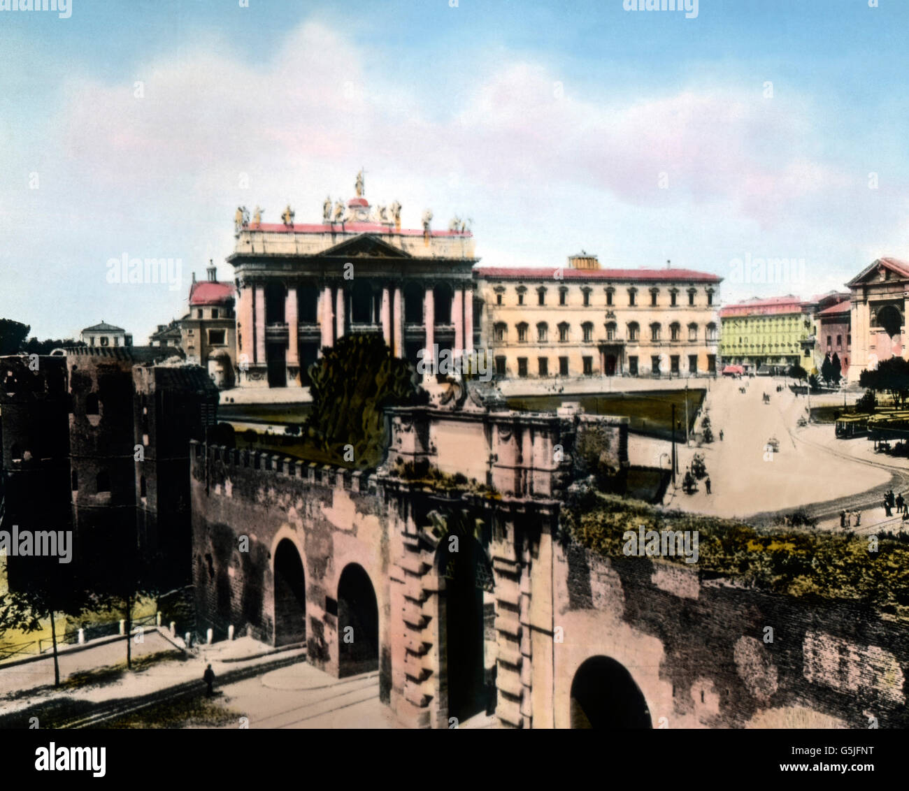 Blick auf die Laterankirche und den Palast in Rom, Italien 1920er Jahr. Vista della chiesa Lateranense e palazzo a Roma, Italia 1920s. Foto Stock