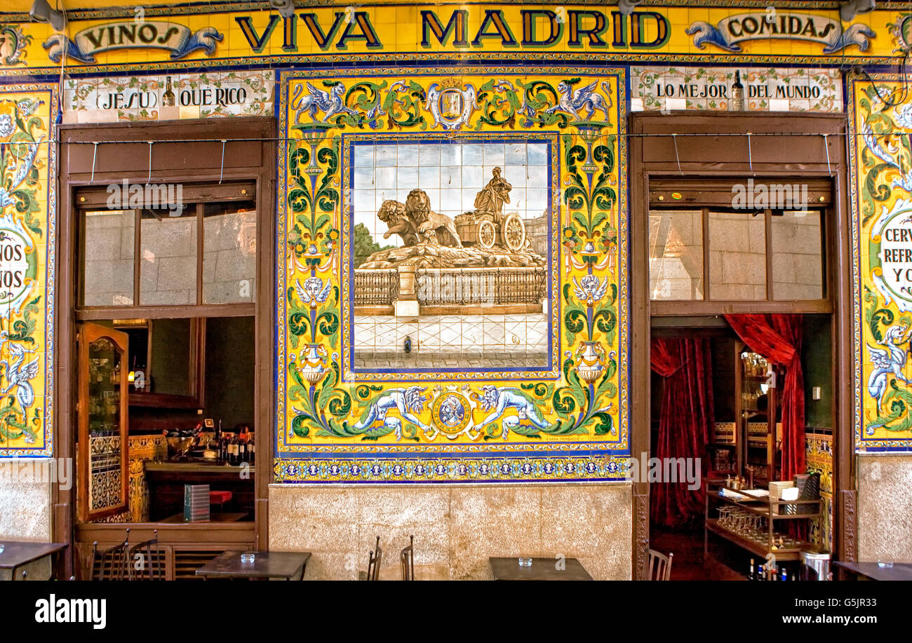 Viva Madrid cafe vicino a Plaza de Santa Ana di Madrid Foto Stock