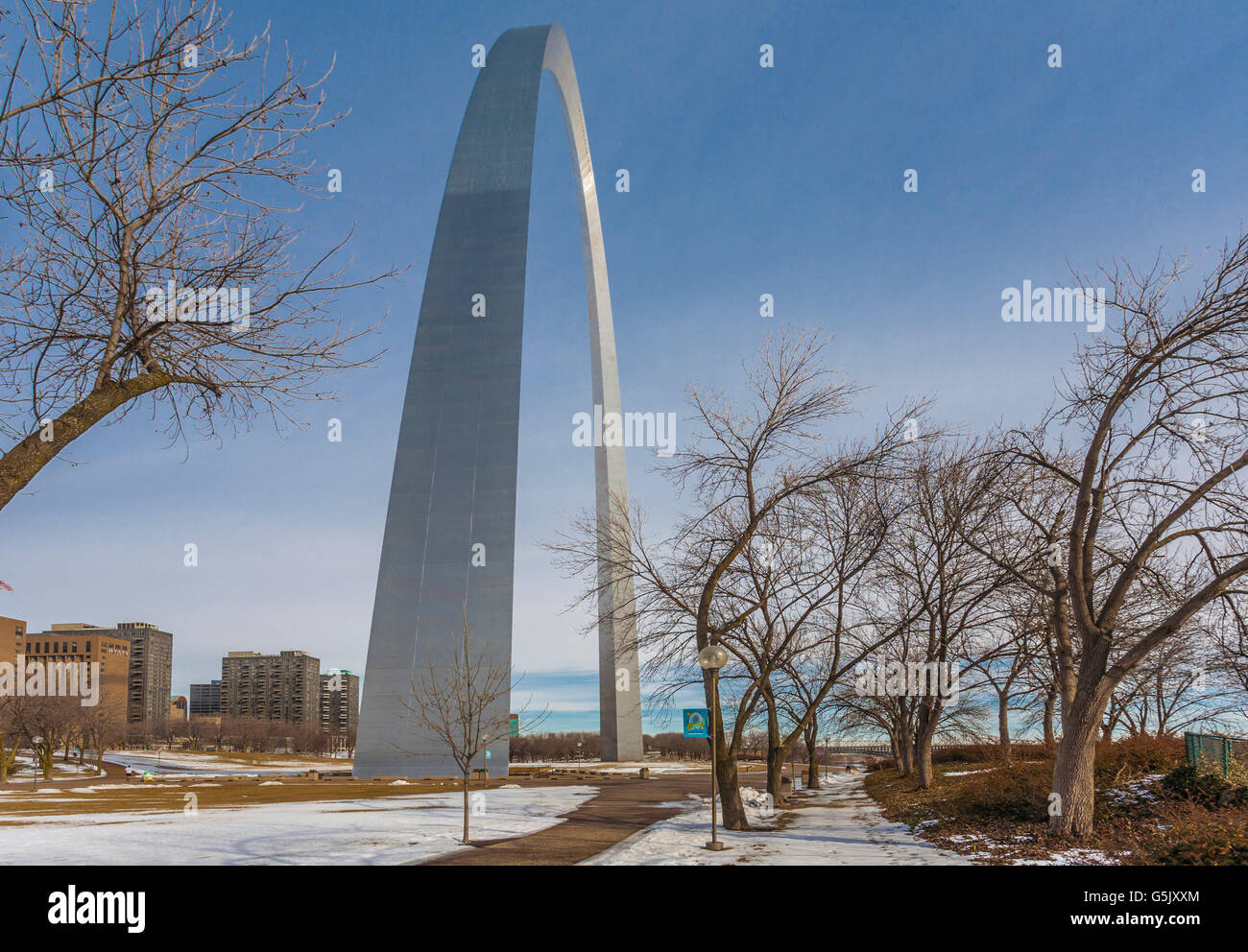 Gateway Arch al Jefferson National Expansion Memorial nel centro cittadino di San Louis, Missouri Foto Stock