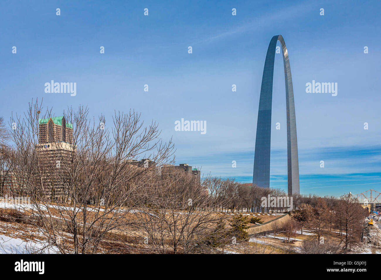 Gateway Arch al Jefferson National Expansion Memorial nel centro cittadino di San Louis, Missouri Foto Stock