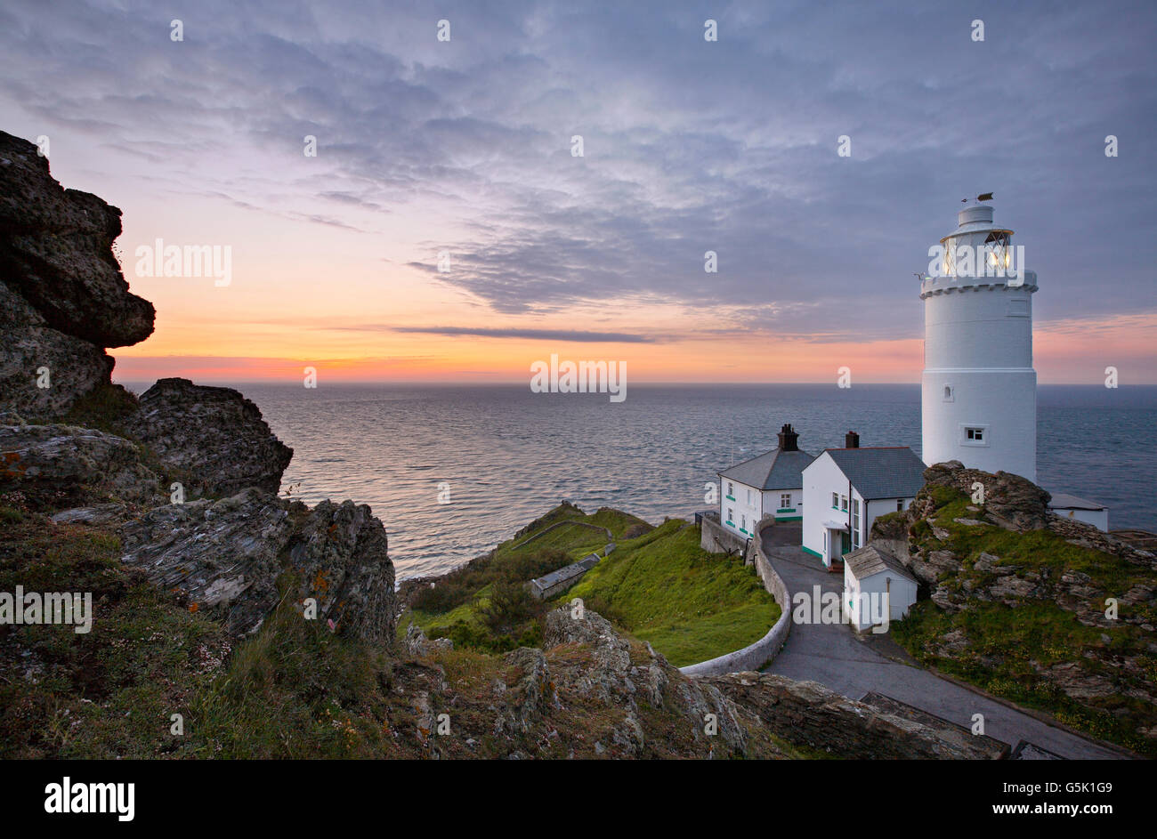 Il punto di inizio del faro, Devon, Inghilterra Foto Stock