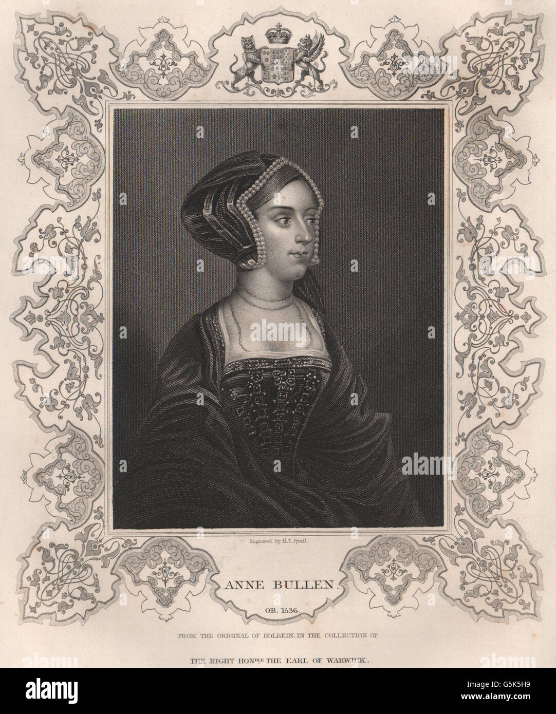 Enrico VIII mogli: Anne Boleyn. TALLIS, antica stampa 1853 Foto Stock