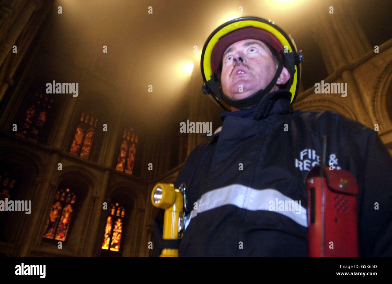 Peterborough Cathedral fire Foto Stock