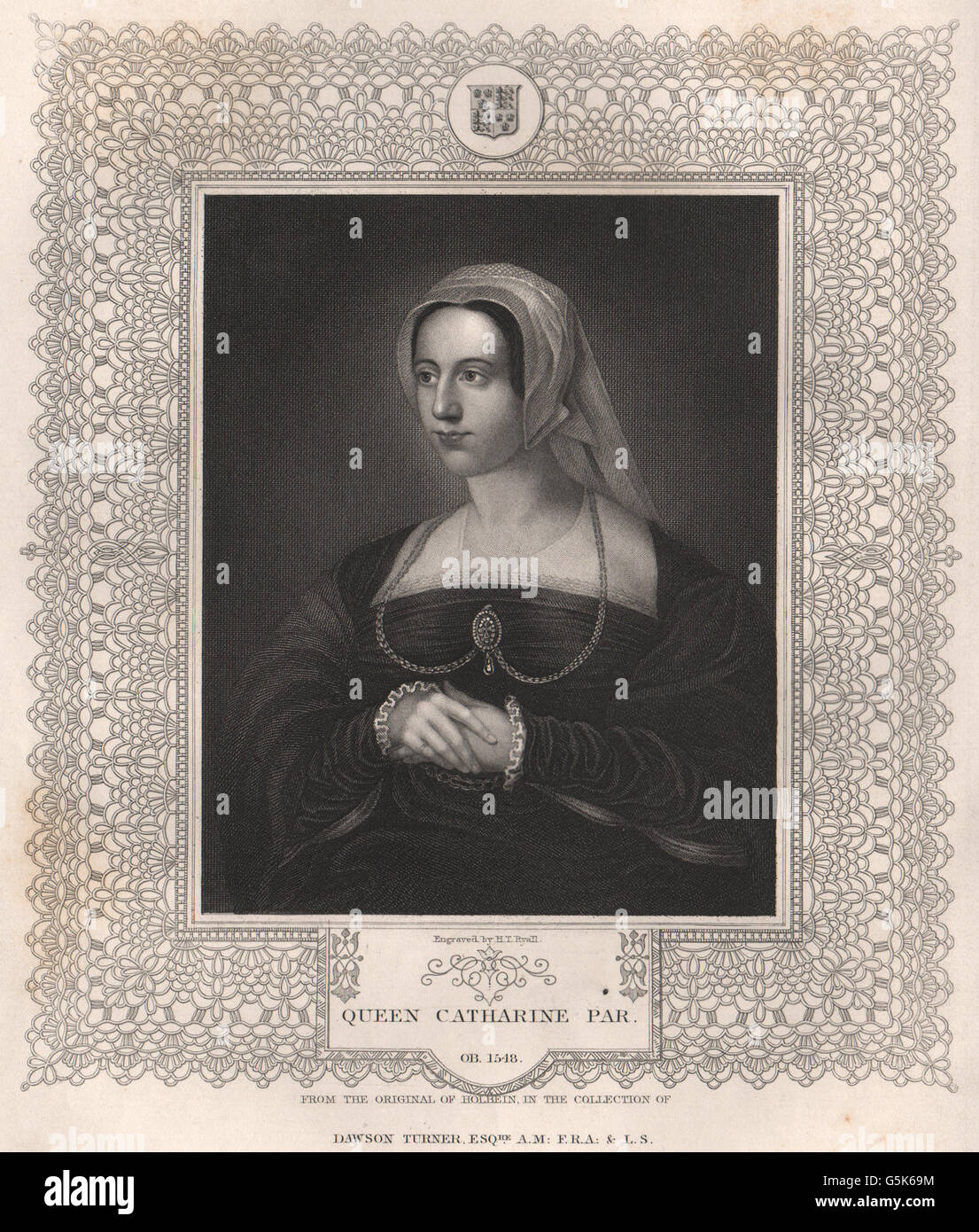 Il Re Enrico VIII mogli: Queen Catharine Parr. TALLIS, antica stampa 1853 Foto Stock