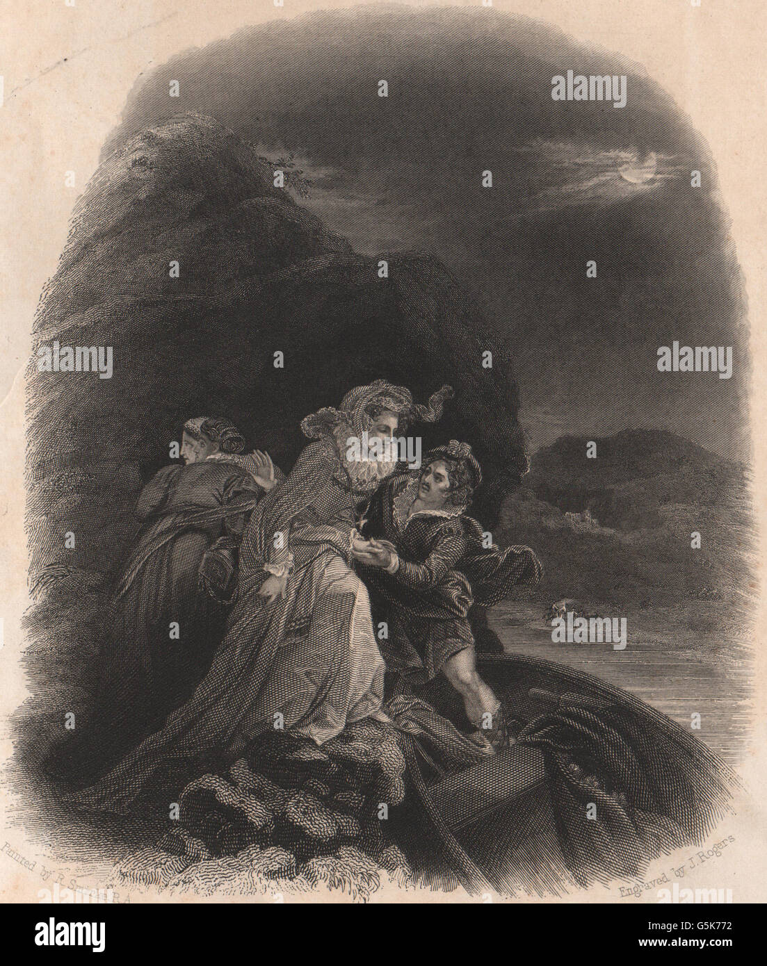 Storia britannica: la Regina Maria di Scozia (in fuga da Loch Leven Castle) , 1853 Foto Stock