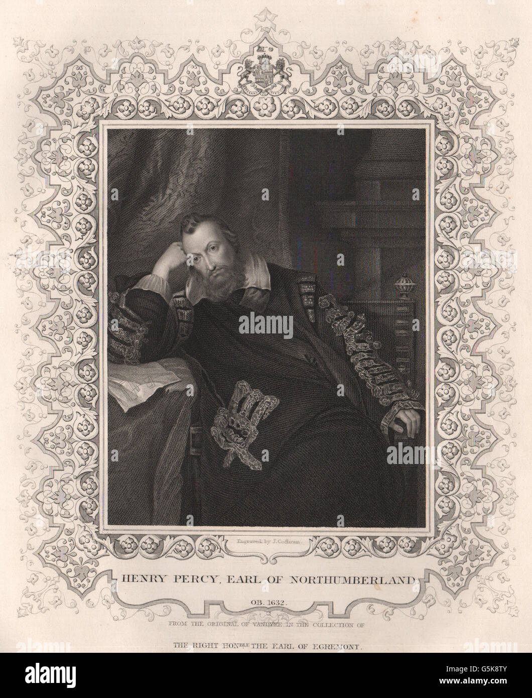 Storia britannica: Henry Percy conte di Northumberland. TALLIS, antica stampa 1853 Foto Stock