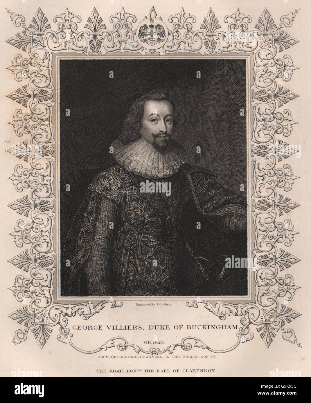 Storia britannica: George Villiers duca di Buckingham. TALLIS, antica stampa 1853 Foto Stock