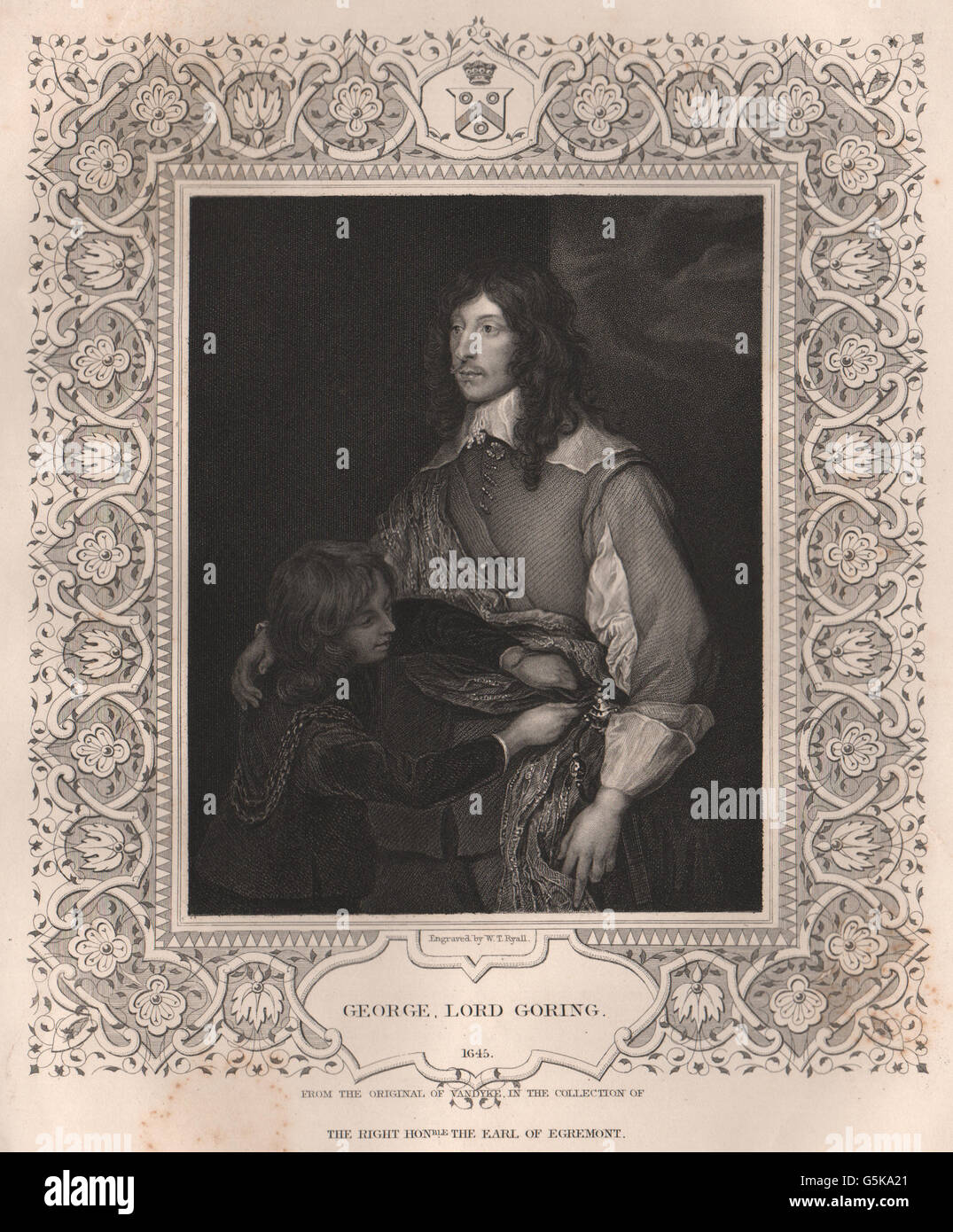 Storia britannica: George, Signore Goring. TALLIS, antica stampa 1853 Foto Stock