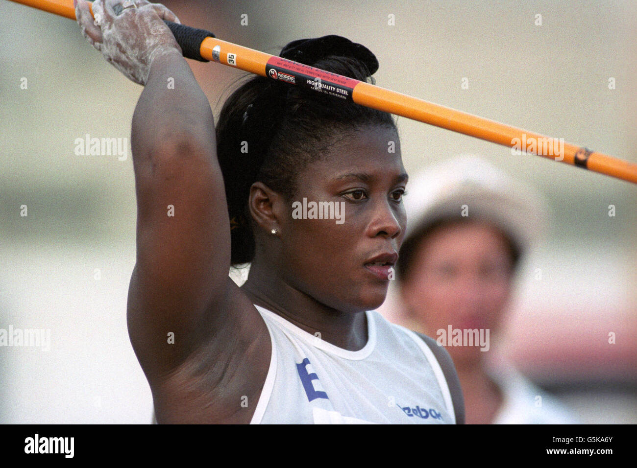 Atletica. Tessa Sanderson, GRB, Javelin Foto Stock