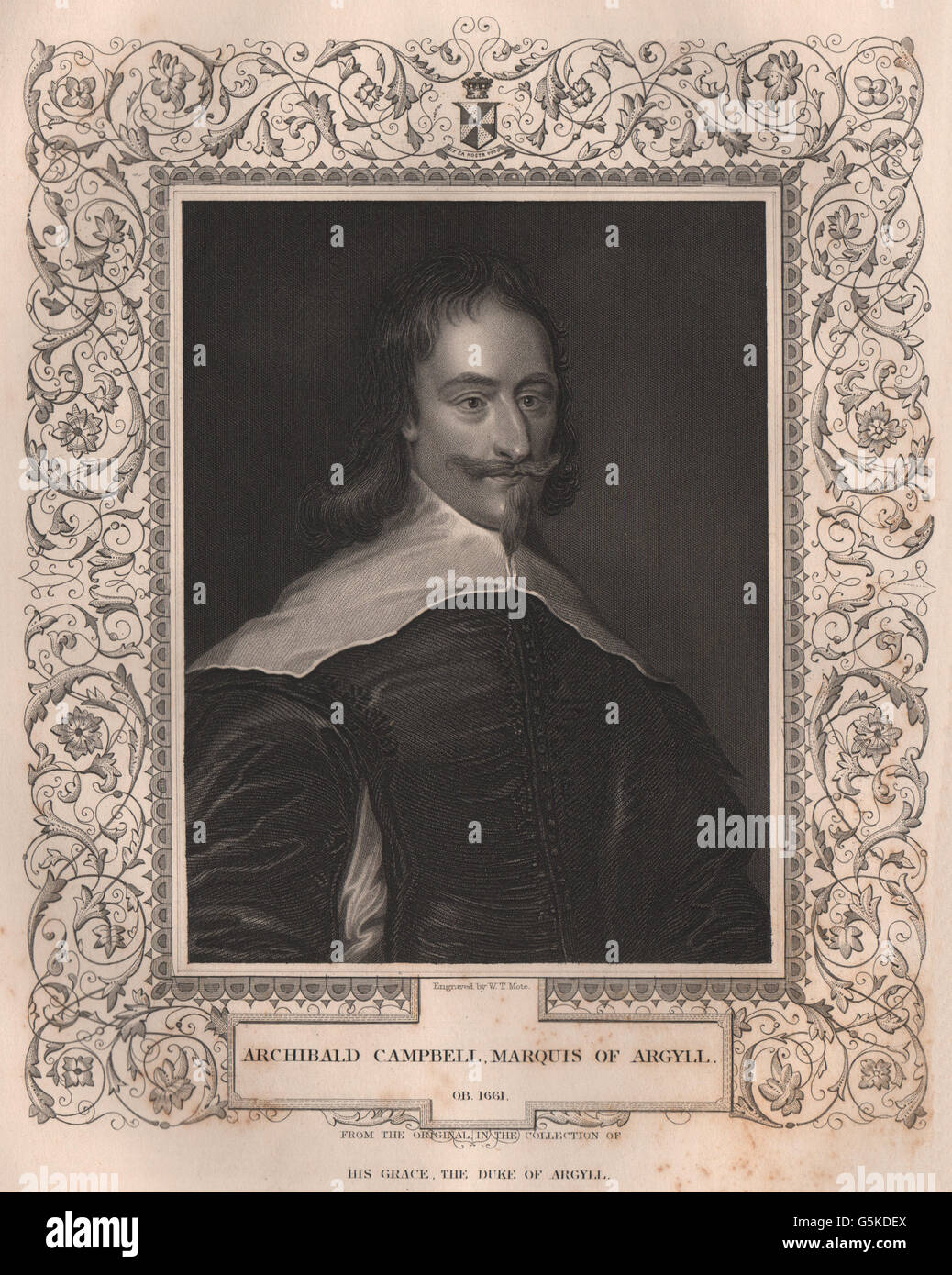 Storia britannica: Archibald Campbell, marchese di Argyll. TALLIS, antica stampa 1853 Foto Stock