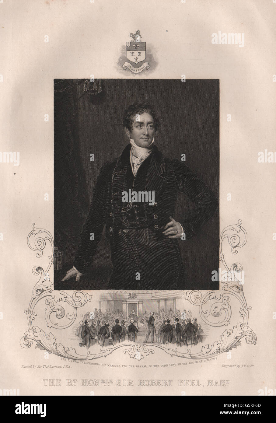 SIR ROBERT PEEL: Inset-Repealing le leggi di mais in House of Commons, 1853 Foto Stock