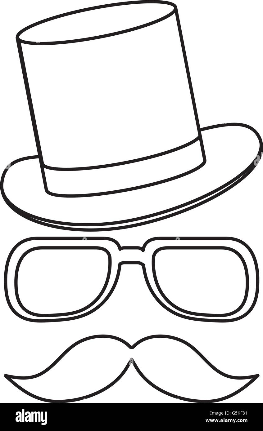 Hat con gli occhiali e i baffi Illustrazione Vettoriale