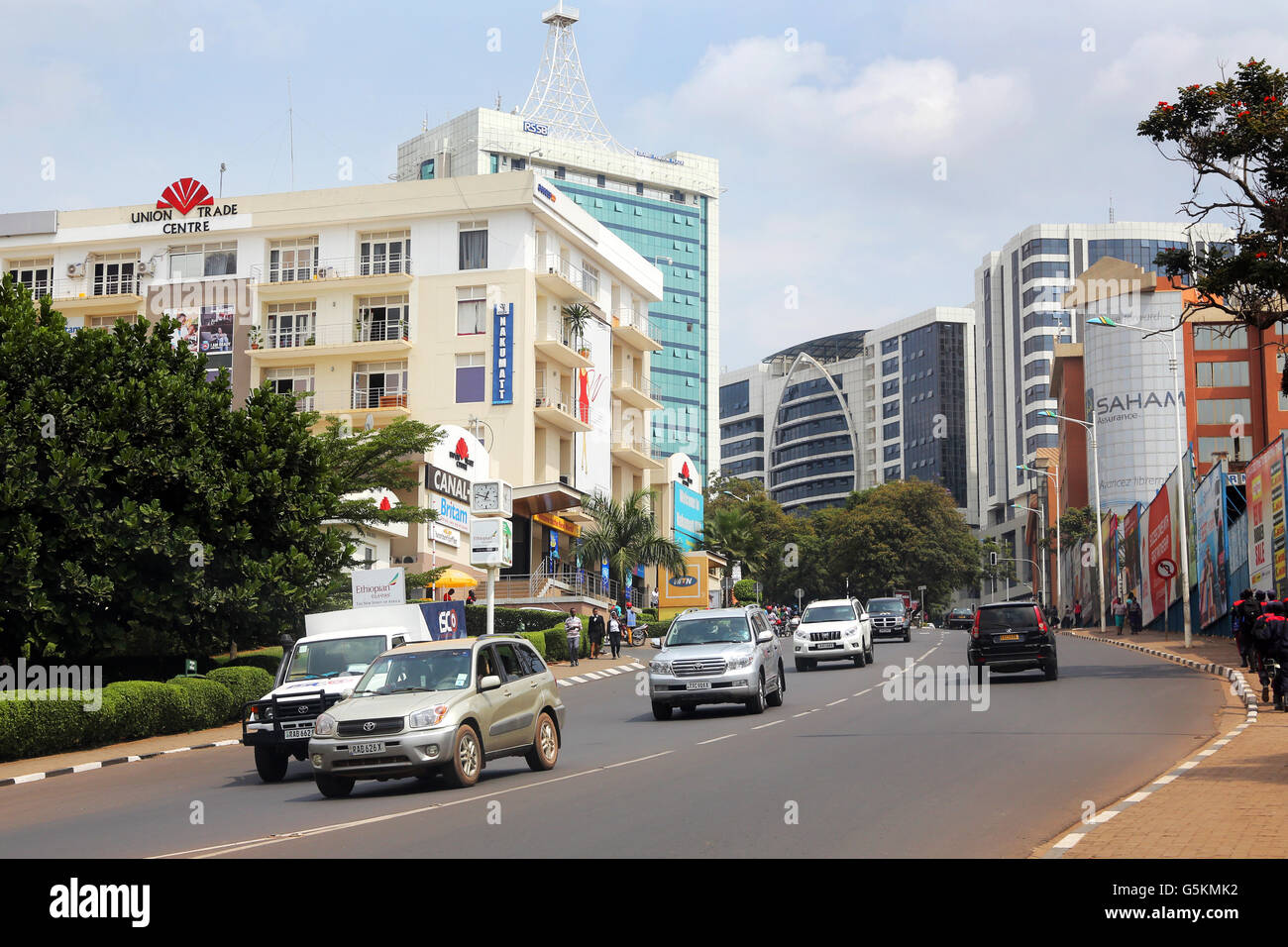 Street View di Kigali city centre, Ruanda, Africa Foto Stock