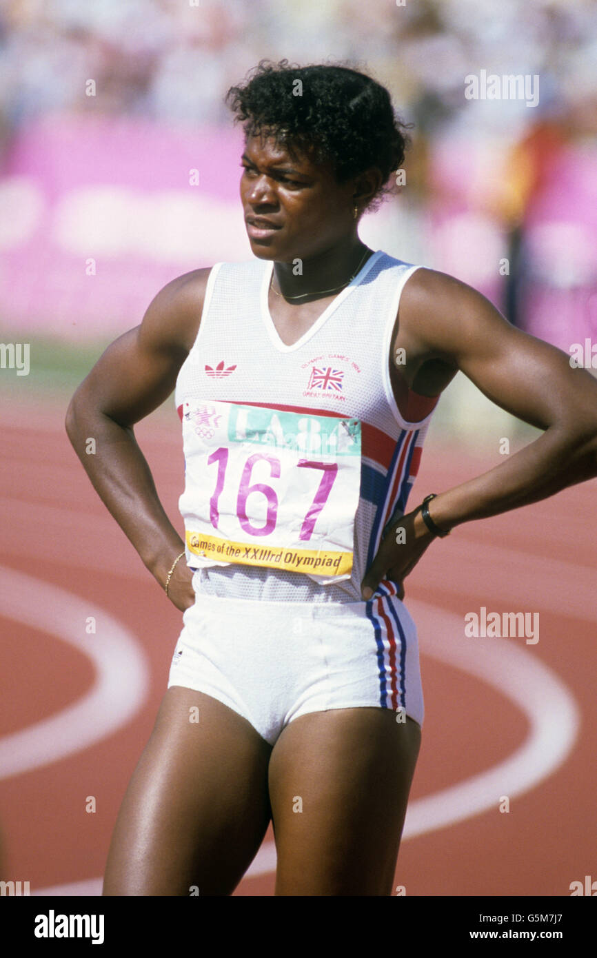 Atletica - 1984 Los Angeles Giochi olimpici - Donne a 100 metri - Semifinale Foto Stock