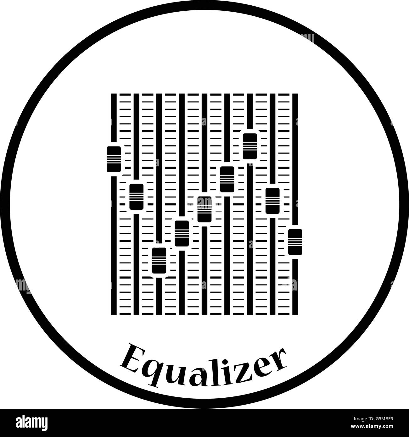 Musica equalizzatore icona. Cerchio sottile design. Illustrazione Vettoriale. Illustrazione Vettoriale