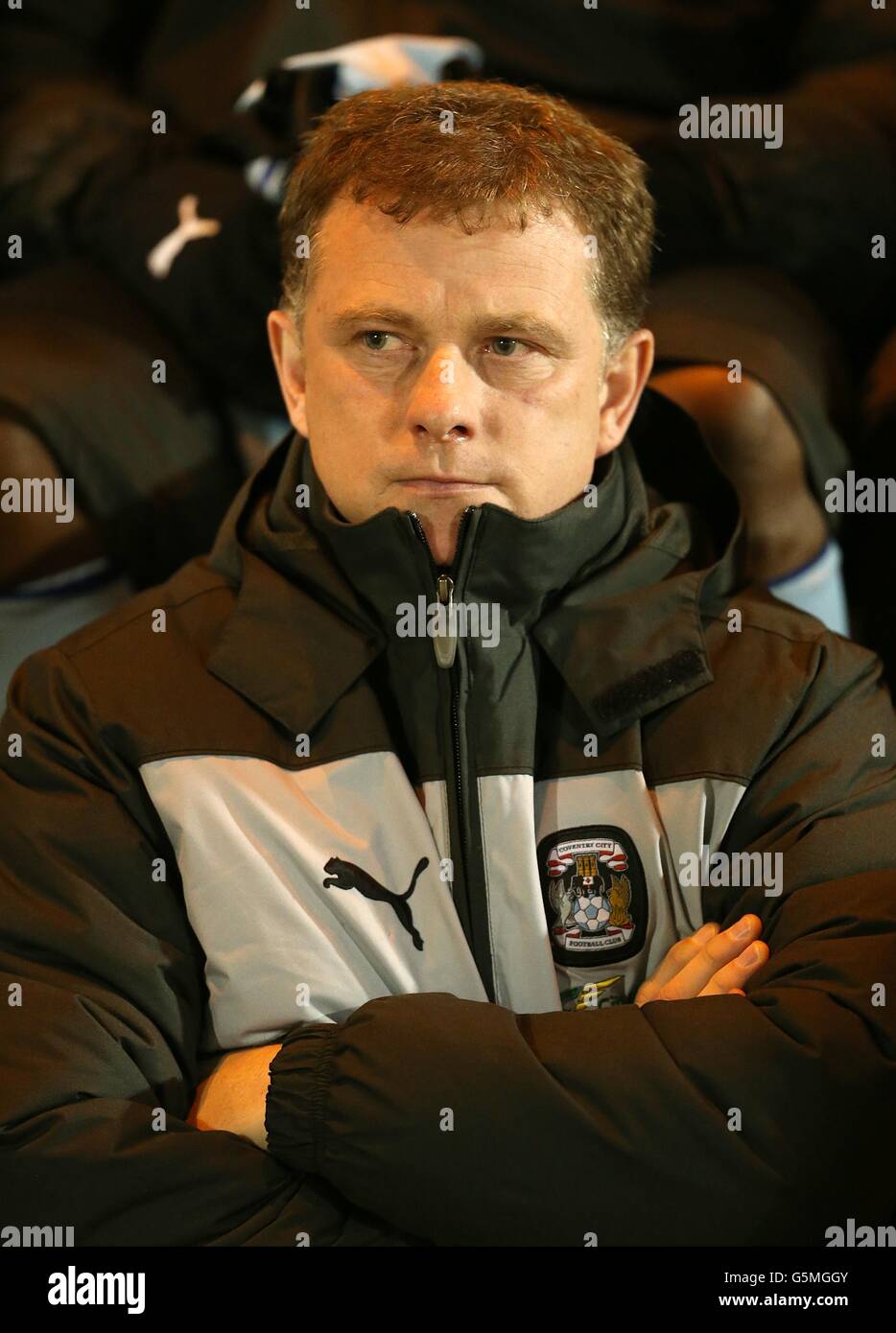 Calcio - Npower Football League One - Colchester United v Coventry City - Weston Homes Community Stadium. Il manager di Coventry City Mark Robins prima del calcio d'inizio Foto Stock