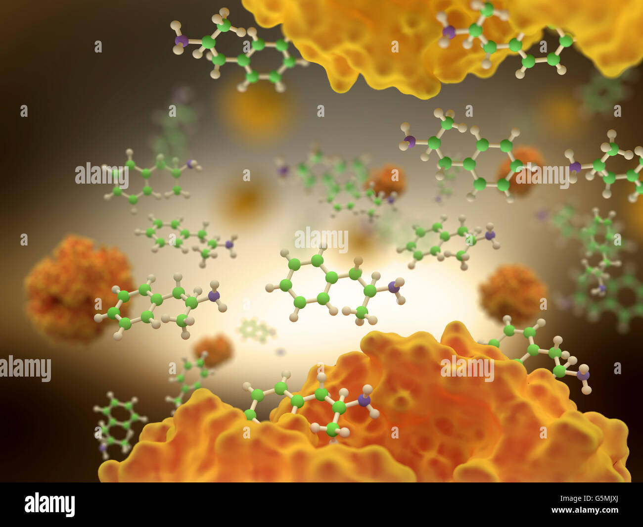 Il consumo di anfetamina (in verde), una droga sintetica, è un potente sistema nervoso centrale (CNS) stimolante Foto Stock