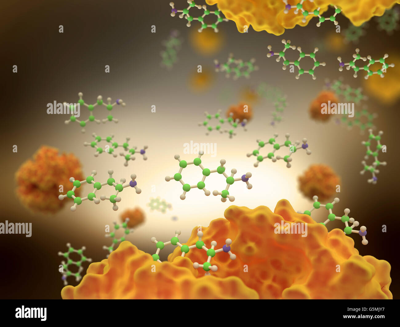 Il consumo di anfetamina (in verde), una droga sintetica, è un potente sistema nervoso centrale (CNS) stimolante Foto Stock