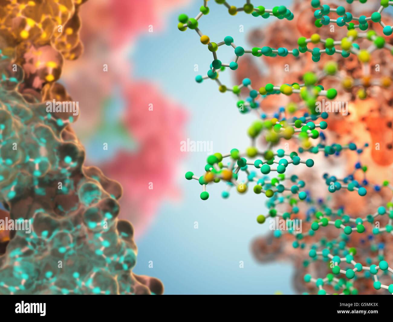 Dettaglio di un DNA a doppia elica molecola Foto Stock