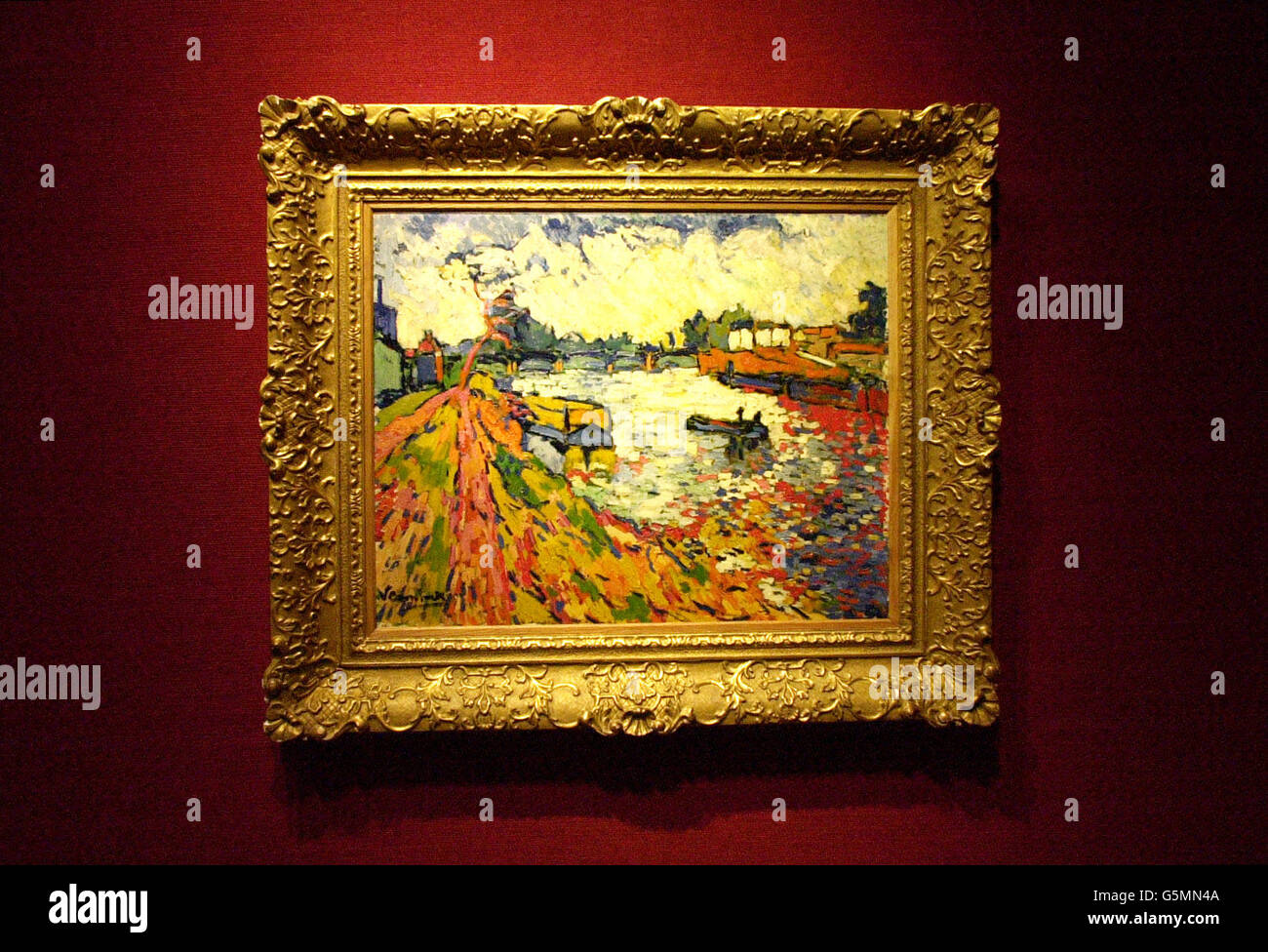 "La Seine a Chatou" di Maurice de Vlaminck, che pende sulle mura di St JaME di Christie, a Londra. Il dipinto è stimato tra 3-4 milioni e va in vendita a Londra la sera del 4 febbraio, come parte della vendita di Christie Impressionist and Modern Art. *l'opera è un esempio dei più grandi paesaggi di Fauve dell'artista e si prevede di sfidare l'attuale record mondiale all'asta per l'artista. Nel frattempo, i dipinti vengono trasportati a New York, dove si vedranno prima di essere riportati a Londra in tempo per la vendita stessa. Foto Stock