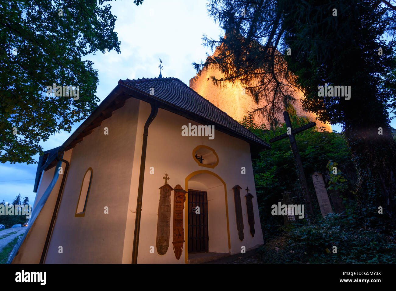 Il castello di Neunußberg: torre residenziale e la cappella, Viechtach, in Germania, in Baviera, Baviera, Niederbayern, Bassa Baviera Foto Stock