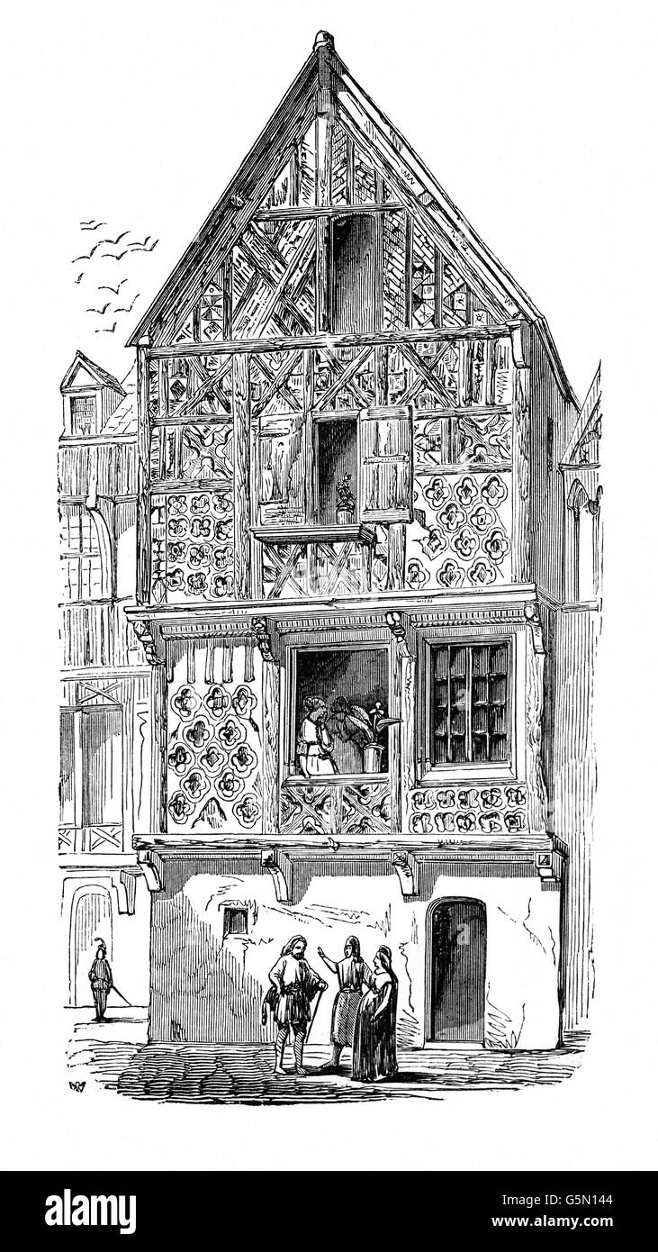 Un vecchio e bargiglio Daub stile Tudor House di Londra del 1660 circa, Inghilterra. Foto Stock