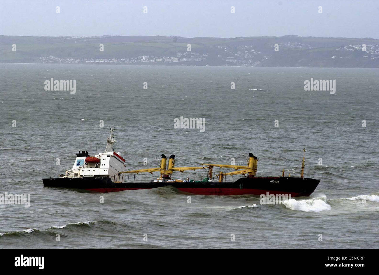Tanker Kodima stranded in Whitsand Bay Foto Stock
