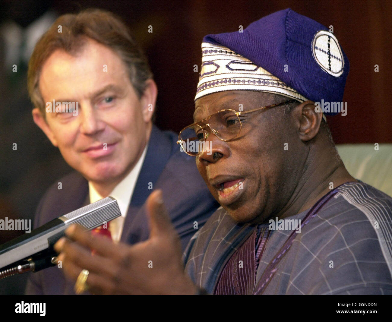 Tony Blair in visita in Nigeria Foto Stock