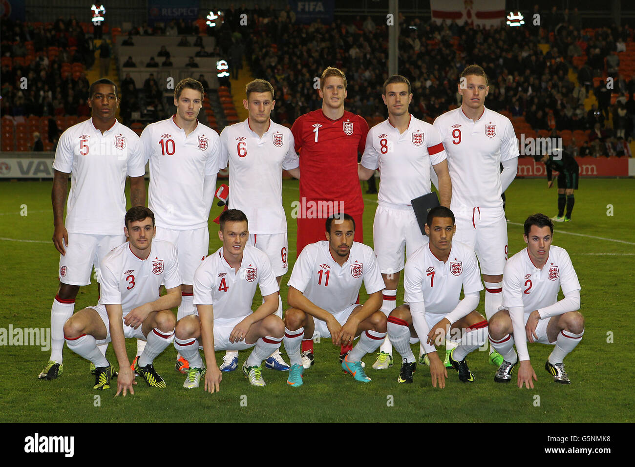 Calcio - Under 21 International friendly - Inghilterra / Irlanda del Nord - Bloomfield Road. Gruppo di squadra dell'Inghilterra Foto Stock