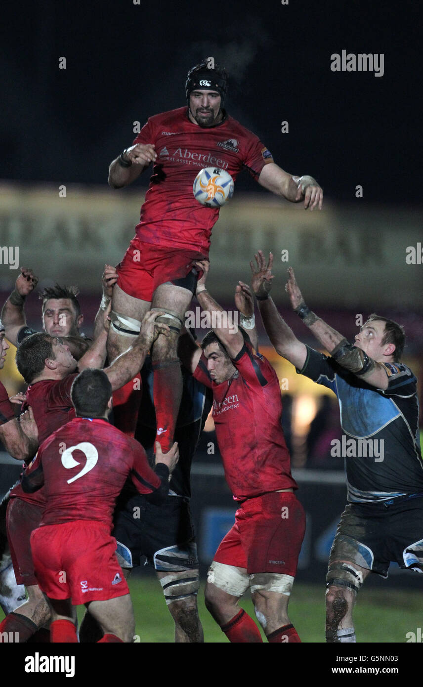 Rugby Union - RaboDirect PRO12 - Glasgow Warriors / Edinburgh Rugby - Scotstoun Stadium. Sean Cox di Edimburgo durante la partita RaboDirect PRO 12 allo Scotstoun Stadium, Glasgow. Foto Stock