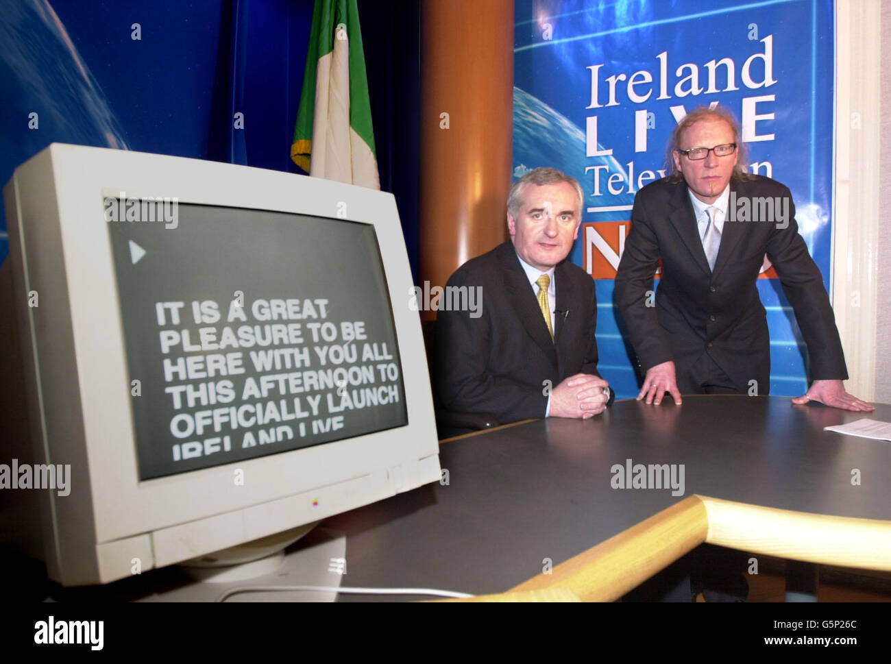 In Irlanda la televisione in diretta il lancio di notizie Foto Stock