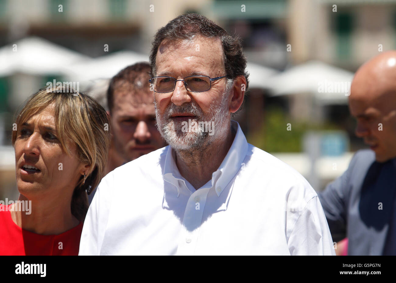 Mallorca, Spagna. Il 22 giugno, 2016. Il presidente di Spagna, Mariano Rajoy. In un contesto politico nel rally di Mallorca. Credito: Mafalda/Alamy Live News Foto Stock