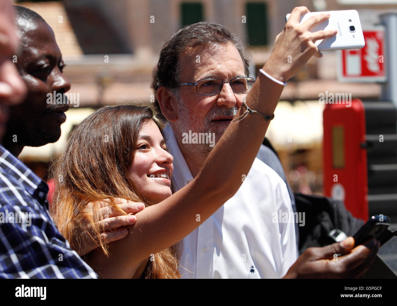 Mallorca, Spagna. Il 22 giugno, 2016. Il presidente di Spagna, Mariano Rajoy. In un contesto politico nel rally di Mallorca. Credito: Mafalda/Alamy Live News Foto Stock