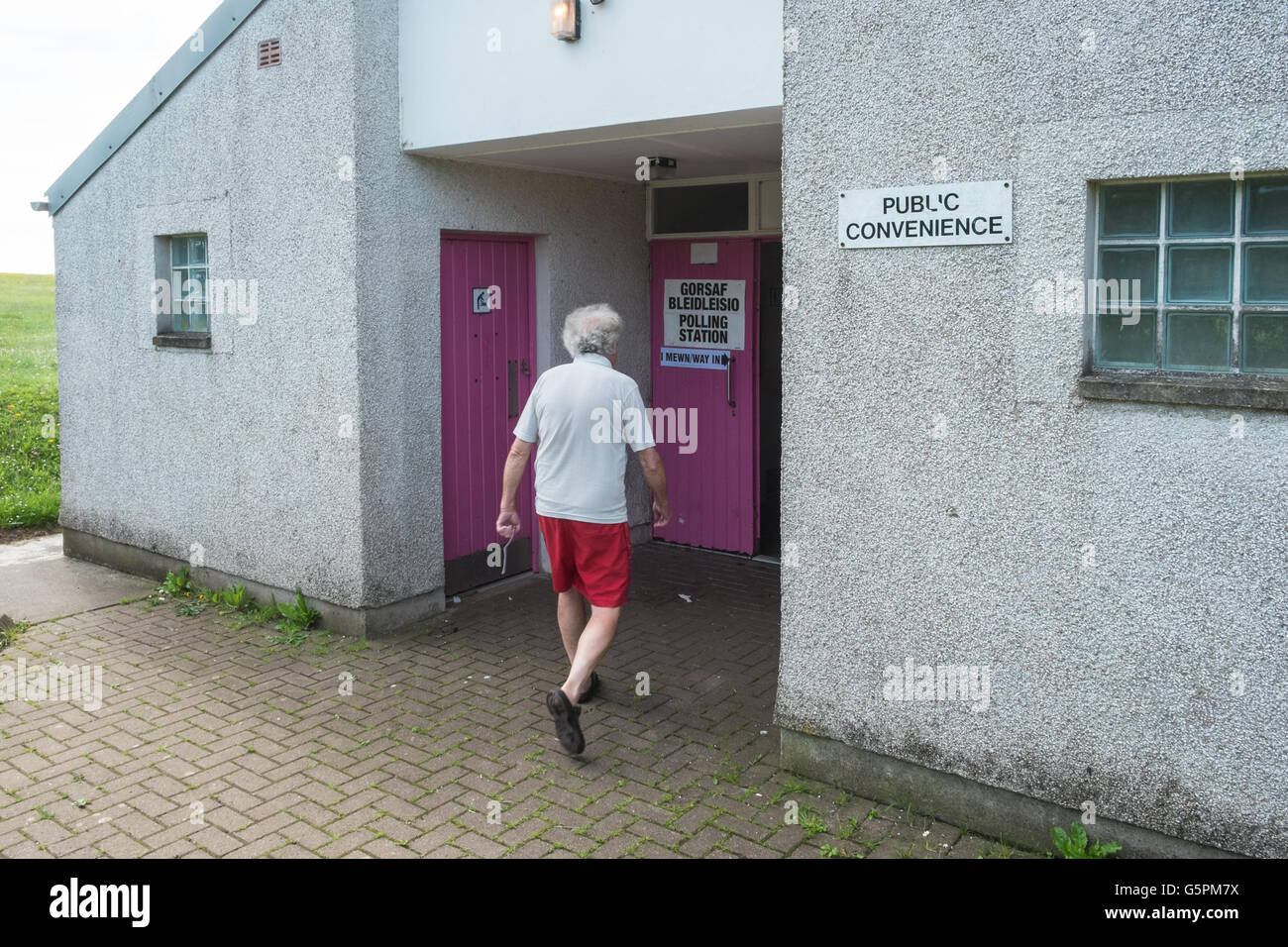 Llansaint village, Wales, Regno Unito. Il 23 giugno, 2016. Stazione di polling in Llansaint village, Wales, Regno Unito Unione Europea, UE, referendum. Un voto per lasciare o rimanere in Unione Europea.stazione di polling tenutasi a Llansaint benessere Hall. Carmarthenshire, West Wales, Regno Unito Credito: Paolo Quayle/Alamy Live News Foto Stock