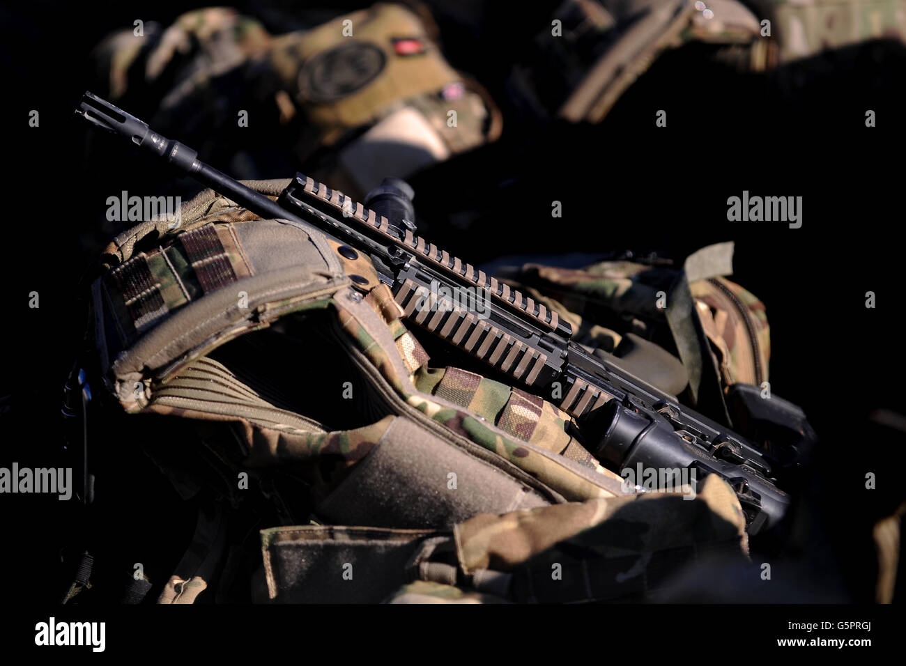 Vista generale di un fucile SA80 a Camp Bastion, provincia di Helmand, Afghanistan. Foto Stock