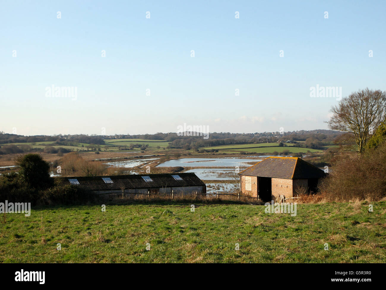 Una vista generale della valle di Combe Haven vicino Croshurst, Sussex, mentre le proteste continuano sullo sviluppo della &sterlina; 93.8m Bexhill a Hastings collegamento strada attraverso la valle. Foto Stock