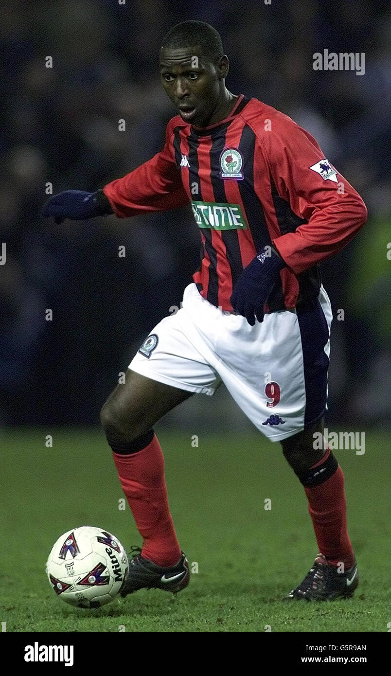 Andrew Cole di Blackburn durante la partita semifinale della Worthington Cup all'Ewood Park. Foto Stock