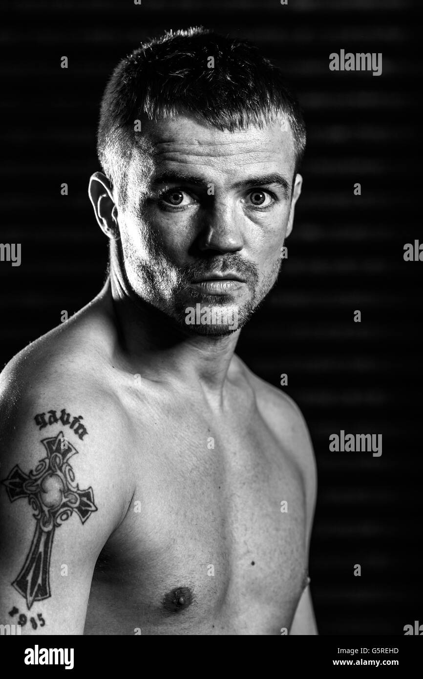 Frankie Gavin durante una fotocellula alla Hall Green Gym, Birmingham. Foto Stock