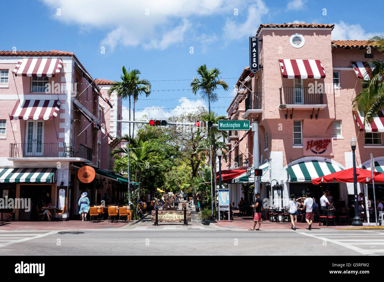 Miami Beach Florida,Washington Avenue,Espanola Way,Spanish Mediterranean,Architecture,Havana 1957,Oh! Messico, ristorante ristoranti cibo mangiare Foto Stock