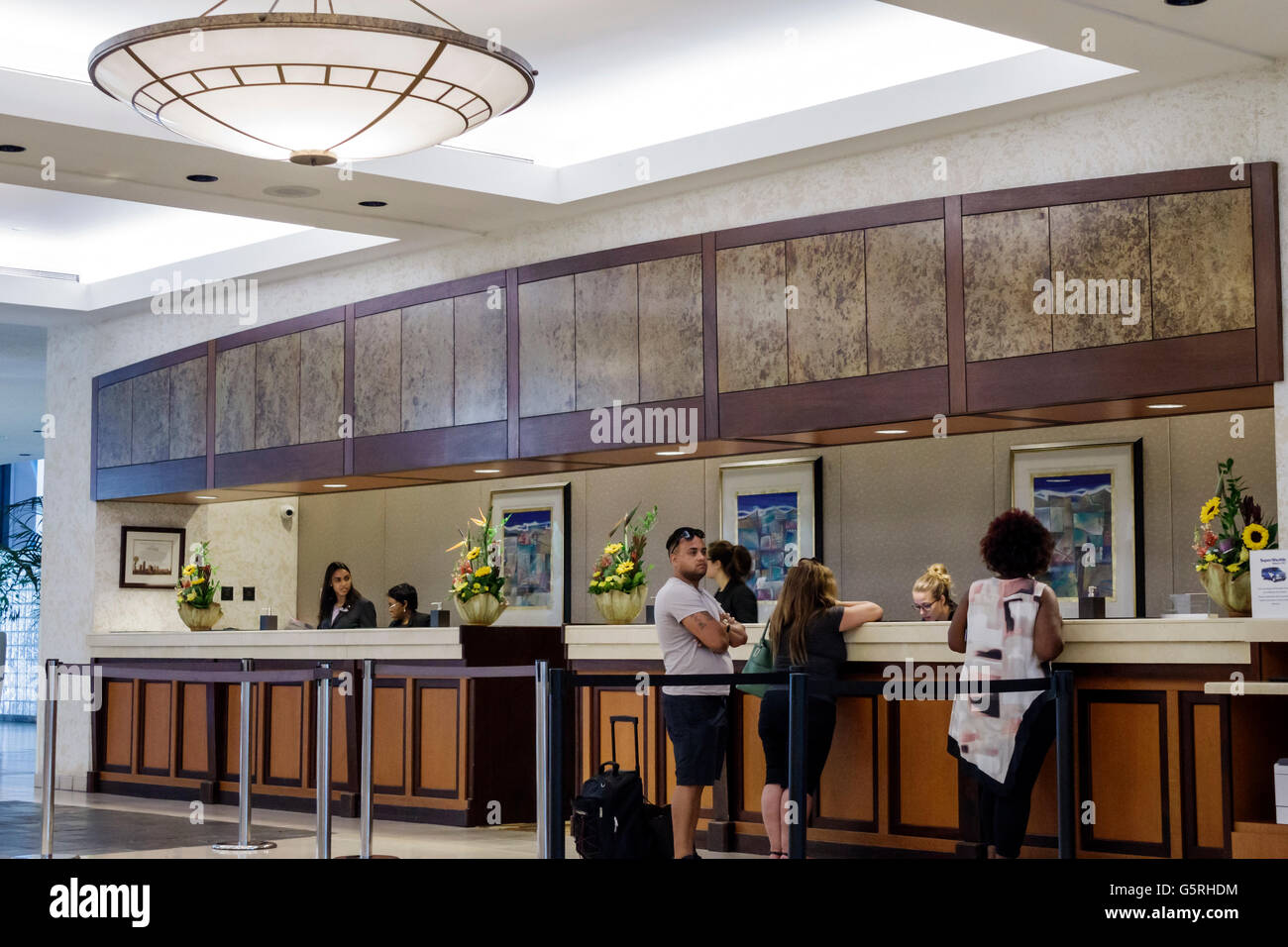 Miami Beach Florida,Hyatt,hotel,alloggio,hall,reception check in reception prenotazioni registro,prenotazioni,ospiti,check in,FL160530 Foto Stock