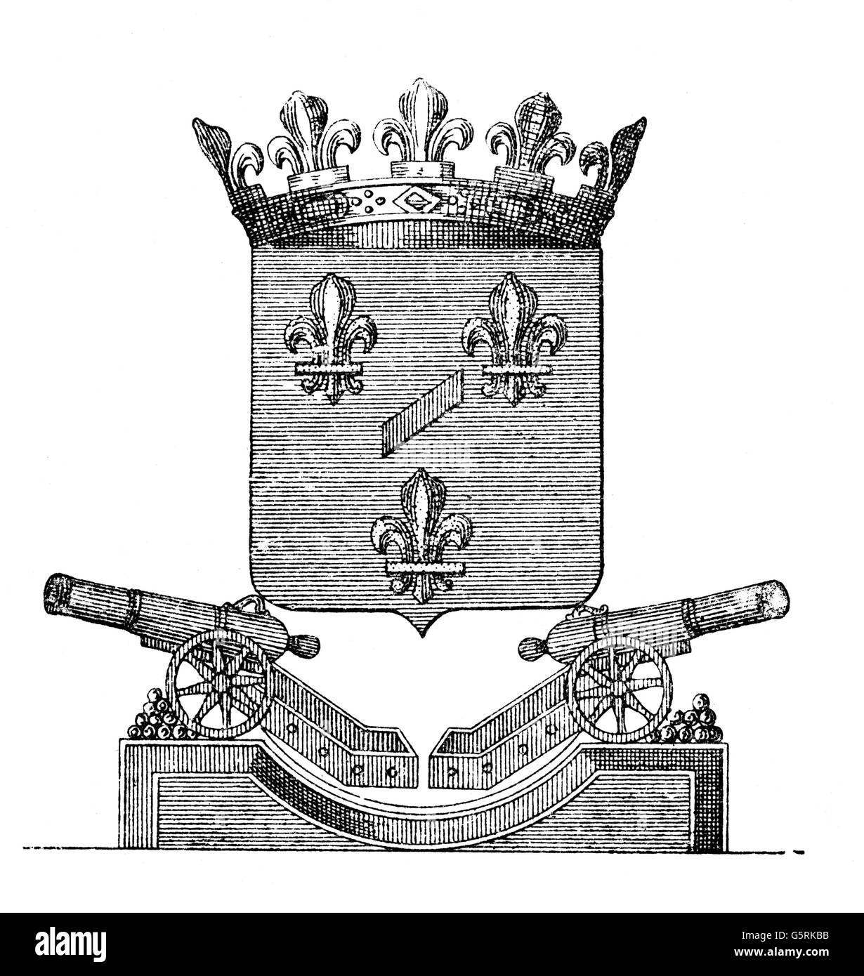 Eraldica, stemma del Gran Maestro d'artiglieria francese, Conte d'UE, 1710, diritti aggiuntivi-clearences-non disponibile Foto Stock