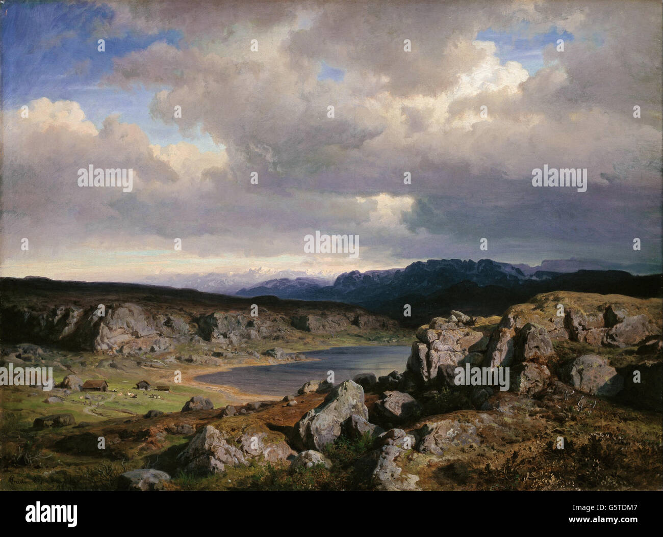 Hans Gude - Norvegese Highlands Foto Stock