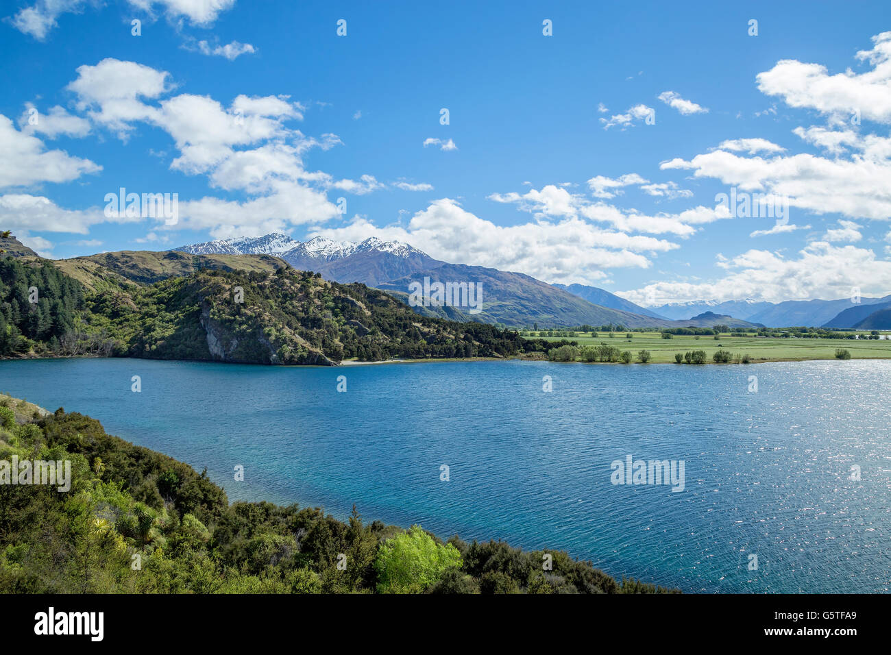 Il lago di Dunstan in Cromwell, Isola del Sud, Nuova Zelanda Foto Stock