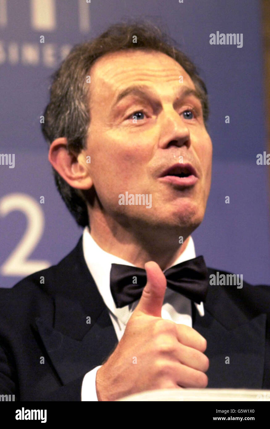 Il primo ministro britannico Tony Blair si rivolge alla cena annuale della Confederazione dell'industria britannica. Foto Stock