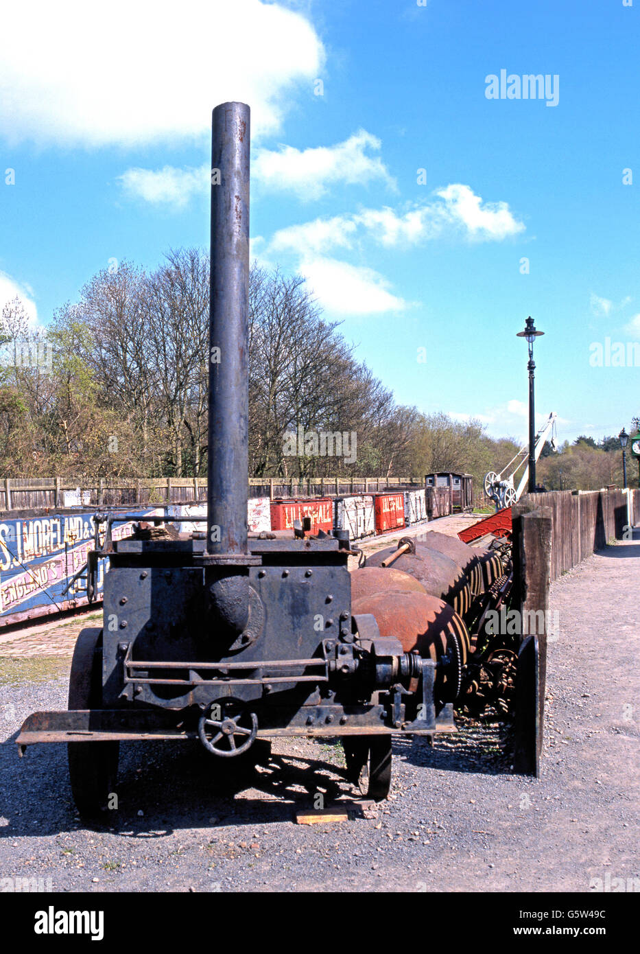 Inizio di locomotive e di materiale rotabile a Blists Hill cittadina in stile vittoriano, Madeley, Telford, Shropshire, Inghilterra, Regno Unito, Europa occidentale. Foto Stock