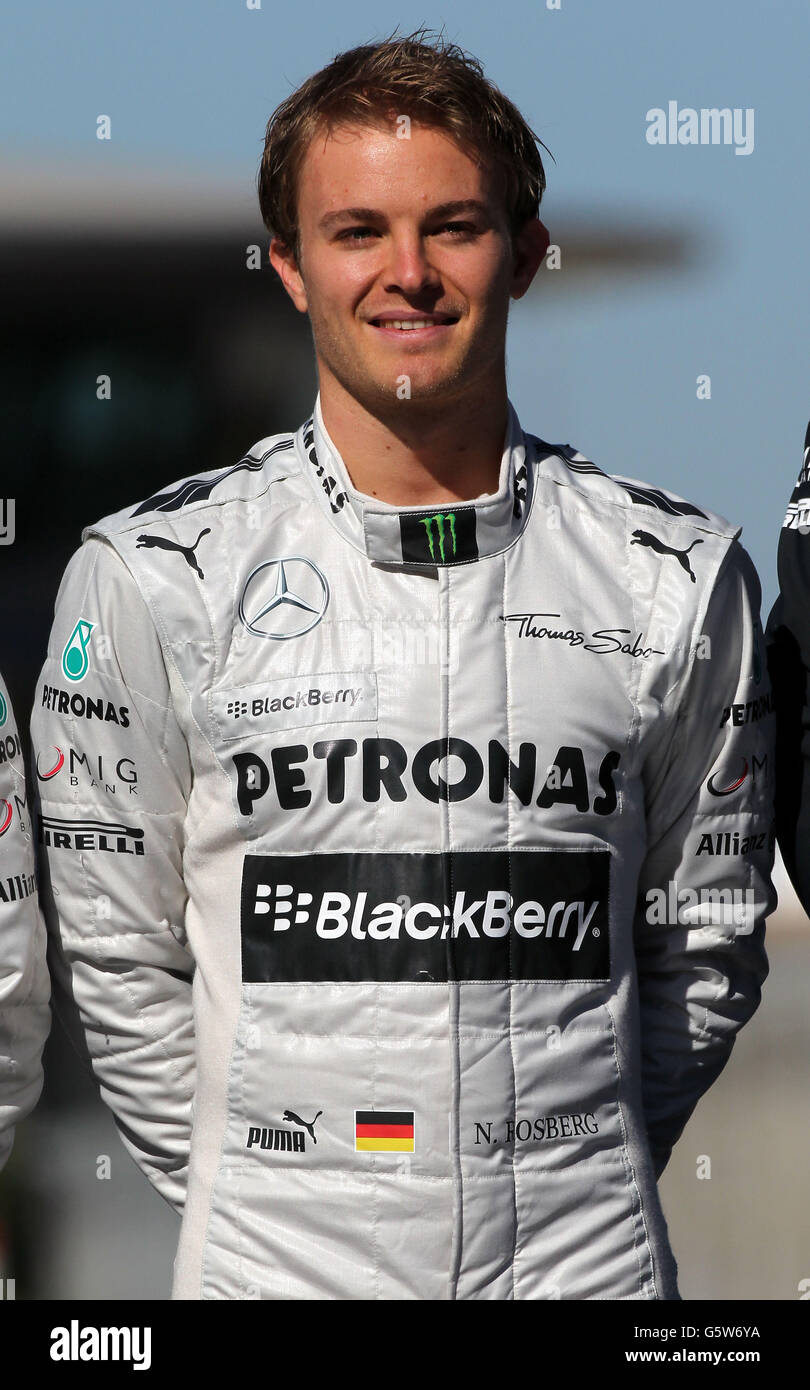 Nico Rosberg durante la Mercedes F1 W04 lancio al circuito de Jerez, Jerez, Spagna. Foto Stock