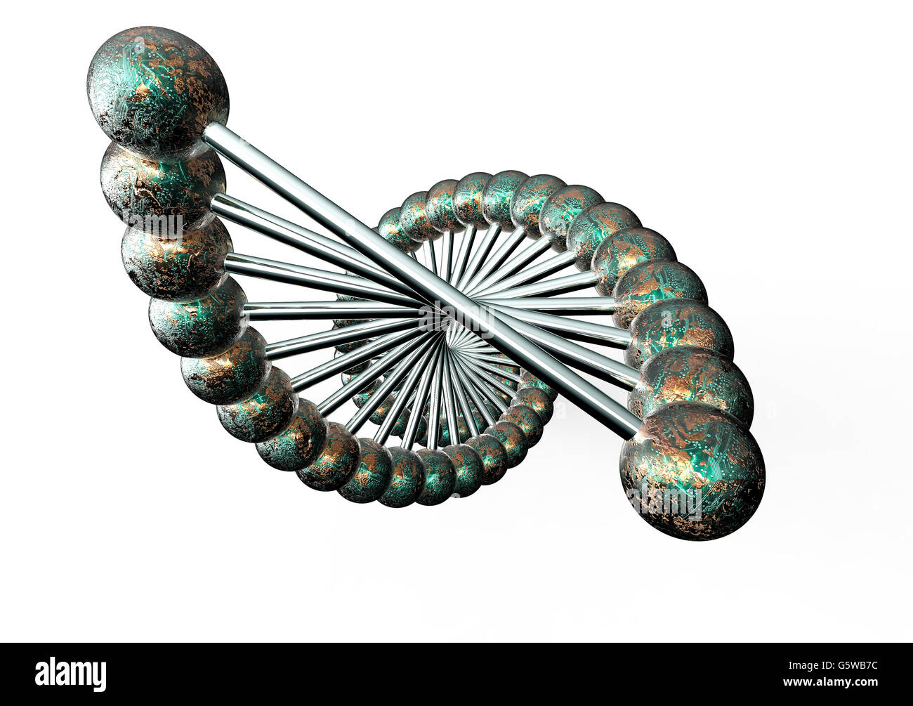 Elica dubble la struttura del DNA isolato su bianco con percorso di clipping, 3d illustrazione Foto Stock