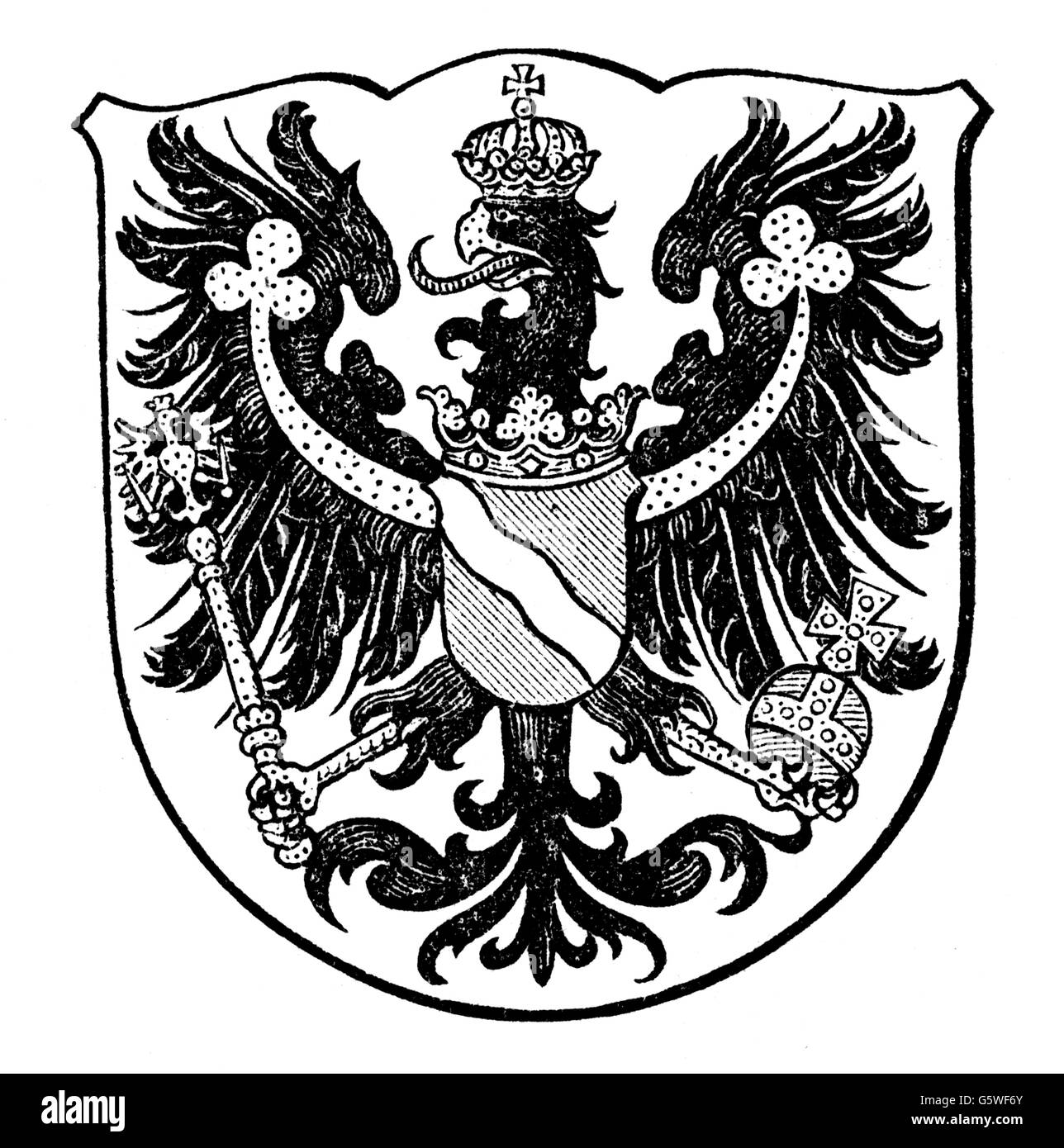 Eraldica, stemma, Germania, Provincia Prussiana del Reno, incisione in legno, 1893, diritti-aggiuntivi-non-disponibili Foto Stock