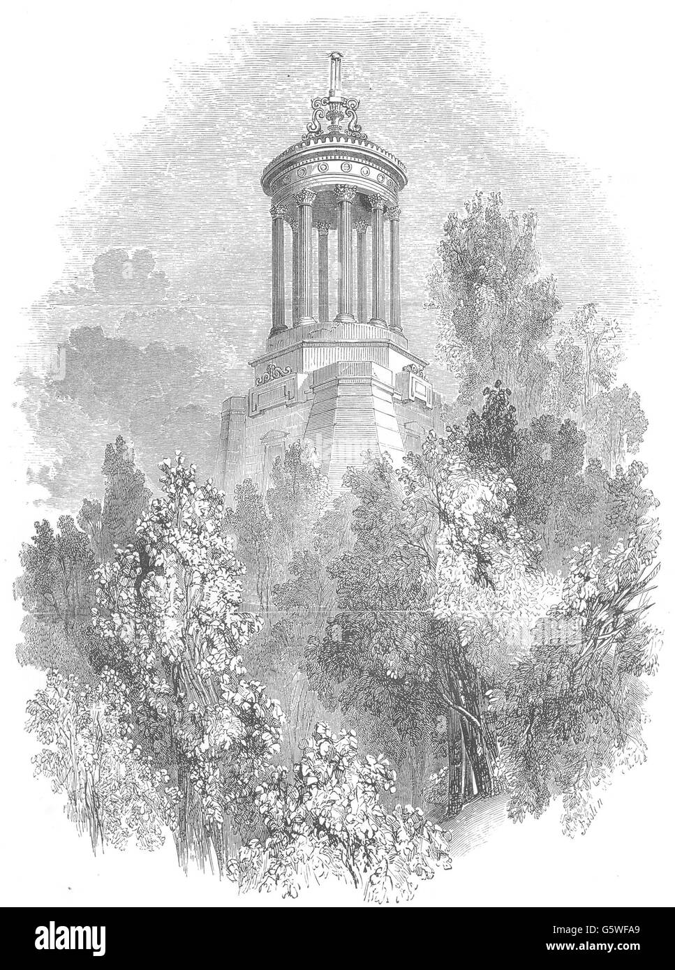 Scozia: brucia il monumento, Alloway, antica stampa 1850 Foto Stock